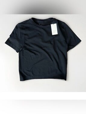 A New Day Womens L Black Crew Neck T Shirt Stretch Cotton Modal NWT